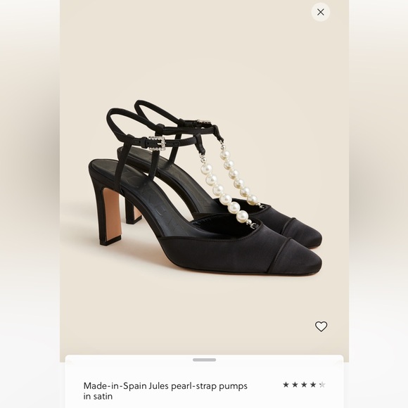 J. Crew Shoes - J. Crew Black Satin Pumps with Pearl T-Strap